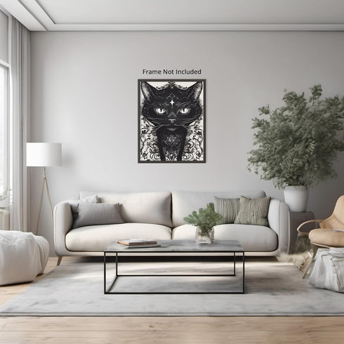 Posterizer 1 pcs- modern gothic themed cute black cat-Gothic Art-Art for Animal Lovers- Living Room Bedroom Decor- unframed wall art...