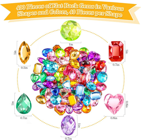 anezus 120PCS Craft Jumbo Jewels, Large Sequins with 2 Pack B7000 Jewelry Glue, Flat Back Craft Gems Rhinestones for Pirate, Fake Gemstones for Fa...