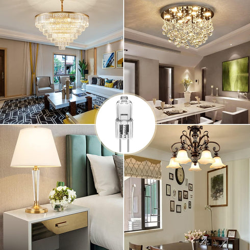 YUIIP G4 20 Watt Halogen Bulb AC/DC 12V, T3 G4 Bi-pin Base Light Bulbs,Warm White 3000K, Clear, Dimmable,12 Pack...