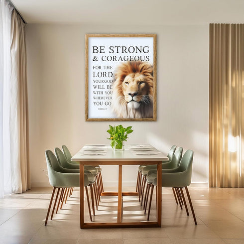 Posterizer 1 pcs-Be Strong and Courageous-lion-bible verse-Religious Posters-Motivational & Inspirational Art-Gifts for Christians - UNFRAMED Wall...