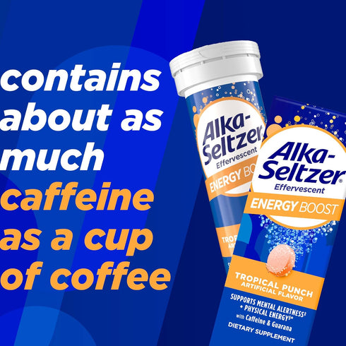 Alka-Seltzer Energy Boost: Caffeine & Guarana, B Vitamins, Supports Mental Alertness and Physical Energy, Daily Energy Supplement, Fizzy Tablets, ...