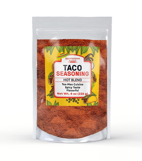 Unpretentious Hot Taco Seasoning, 8 oz, Tex-Mex Cuisine, Hot & Spicy Seasoning Blend, Tacos...