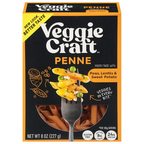 Veggiecraft Farms Penne Pasta - Low Carb Pasta, High Protein, Made with Sweet Potato, Lentil & Peas, Gluten Free, Plant Based Pasta Noodles, High ...
