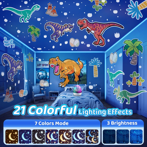 Dinosaur Night Light for Kids, 10 Musics+6 Films Kids Night Light Projector for Kids,126 Lighting Effects+Remote Kids Projector Night Light for Ki...