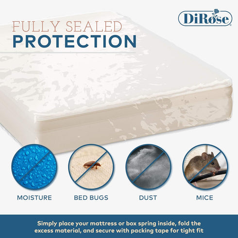 Mattress Storage Bag - Full Size Thick Plastic Moving Cover, Transport, Disposal and Protector - 3 mil Heavy Duty Reusable Clear Waterproof Mattre...