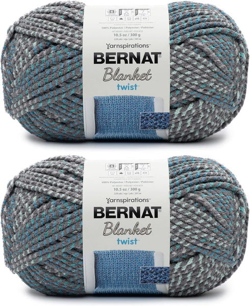 Bernat Blanket Twist High Tide Yarn - 2 Pack of 300g/10.5oz - Polyester - 6 Super Bulky - 220 Yards - Knitting/Crochet......