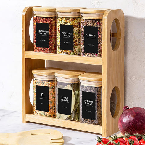 140PCS Spice Labels for Spice Jars, Black Minimalist Preprinted Spice Jar Labels,Waterproof Oil Resistant Label Stickers for Kitchen Pantry Season...