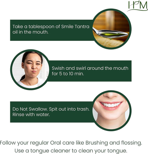 Smile Tantra Oil Pulling with Cardamom & Holy Basil Essential Oils for Oral Health, Healthy Teeth & Gums, Alcohol Free Mouthwash, Teeth Whitening,...