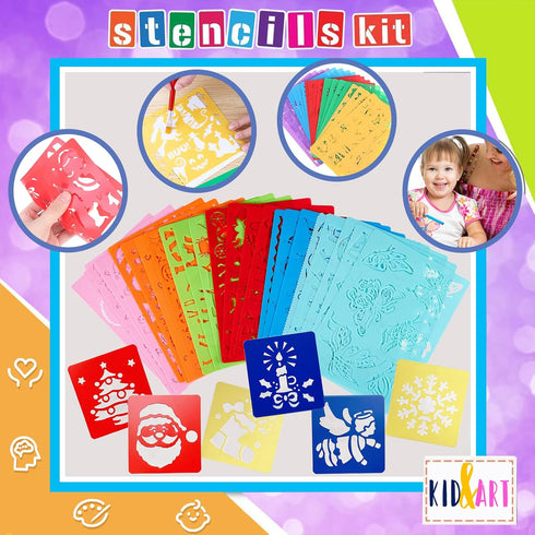 Stencils for Kids, 30pcs Plastic Drawing Stencils Set with 400+ Images, Variety of Shapes and Subjects...