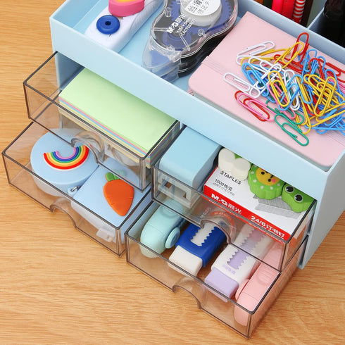 LETURE Desk Organizer Office Desktop Organizer with Drawer, Desk Top Accessories Stationary Organizer Desk Caddy, Pen/Pencil/Business Card/Sticky ...