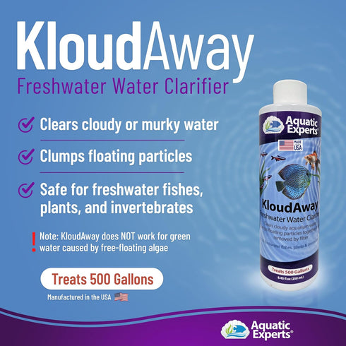 KloudAway Freshwater Aquarium Water Clarifier - Clears Cloudy Water, Water Clarifier for Fish Tank, Made in USA (250 mL)...