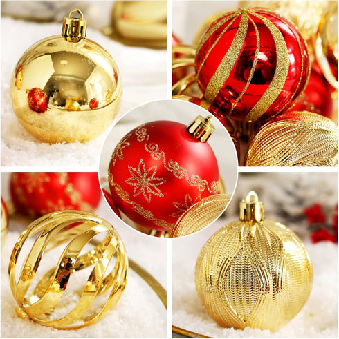 Christmas Ball Ornaments, 30 pcs 2.36" Shatterproof Baubles Set Red and Gold for Xmas Tree Decorations, Hanging Ornaments for Wedding Party...