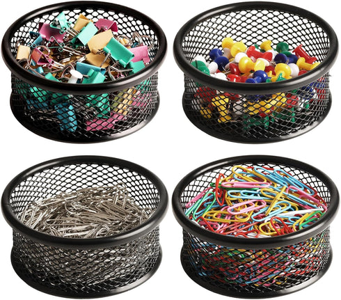 Paper Clip Holder, Paperclip Holders for Desk, Mesh Paper Clip Holder for Desk Binder Wire Mesh Bowls, Paper Clip Dispenser Organizer for Holding ...