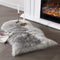 SERISSA Faux Sheepskin Fur Area Rug Grey Fur Chair Cover Seat Pad Small Fuzzy Rug for Bedroom Floor Sofa Living Room Decor 2x3 Feet...