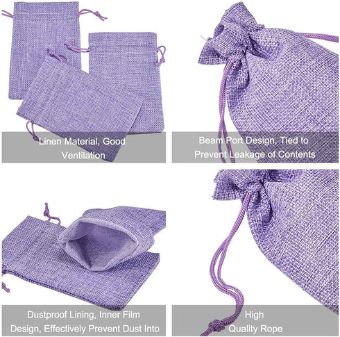 20pcs Burlap Bags with Drawstring 3.9 x 5.5 inch, Linen Gift Bags Jewelry Pouches Sachets for Christmas Wedding Party Favor (Light Purple)...
