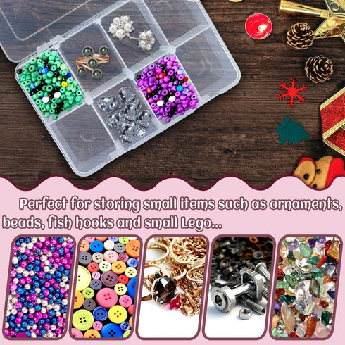 WYOMER 8 Grids Bead Organizers and Storage Box, Plastic Organizer Box with Removable Board Dividers, Box Organizer for Jewelry or Tackle Electroni...