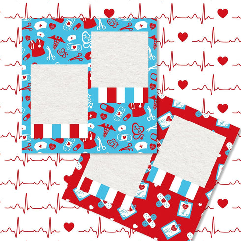 Whaline 60 Sheets Nurse Pattern Paper Thank You Nurses Scrapbook Specialty Paper Red Blue Double Sided Craft Paper For Nurse Doctor Grad DIY Card ...