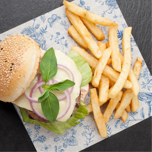 150Pcs Blue Floral Wax Paper Chinoiserie Bird Flower Deli Paper Sandwich Wrap Paper Tissue Waterproof Oil-Proof Picnic Liners for Party Kitchen Su...