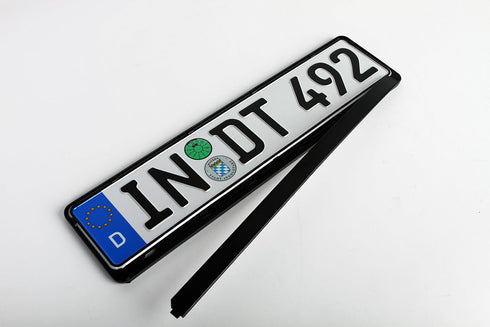Standard Black Euro License Plate Holder - Universal Mounting Frame/Bracket...
