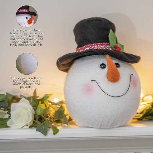 Ornativity Snowman Head Tree Topper - Xmas Holiday Decor Tree Top Winter Snow Man Topper Ornament Decoration for Christmas Tree Toppers 10"...