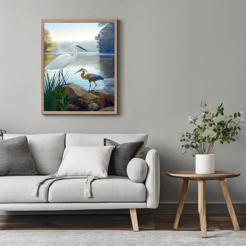 Posterizer 1 pcs-beautiful art work of pair of heron birds in nature 1-Art for Animal Lovers Gift for Art Lovers Decorations for Bedroom, Office, ...