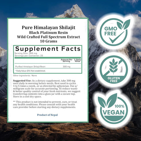 Holistic Bin Shilajit Resin - Himalayan Fulvic & Trace - Black Platinum Resin - Shilajit Extract - Mix Into Liquids - Serving Spoon Included - 10g...