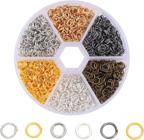 1200pcs Mixed 6 Colors Jump Rings Jewelry Making Supplies Open Jump Rings 5mm(0.2 inch) 21 Gauge Jump Ring for DIY Bracelet Earrings Necklace Jewe...