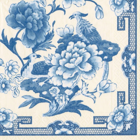 Entertaining with Caspari Cocktail Napkin, Blue and White, Box of 40...