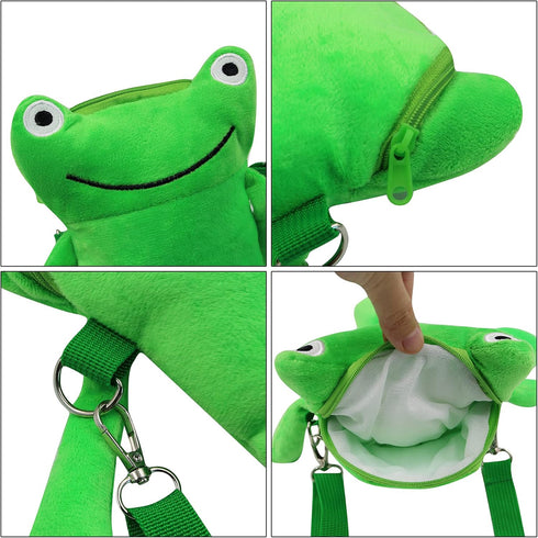 ANKOMINA Women Kids Cute Plush Frog Crossbody Bag Small Cell Phone Wallet Coin Purse Bag Shoulder Handbag...
