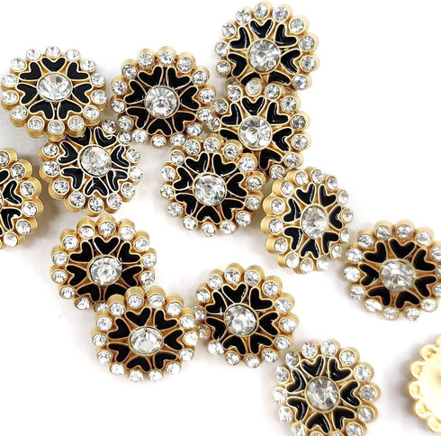 Black Enamel Hearts Circle Sewing Shank Buttons 20 Pcs - 18mm, 23/32"...