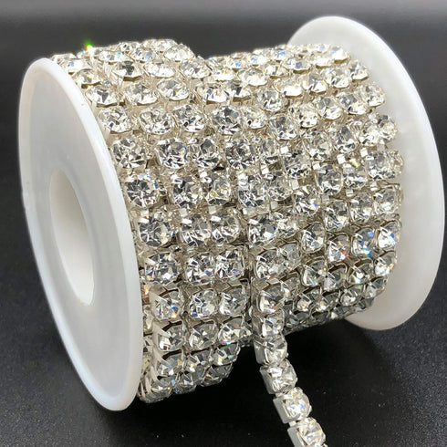 1 Roll 5 Yards Large Crystal Rhinestones Close Chain, 5mm Rhinestone Chain, SS24, Sew on Crystal Rhinstone Chain Trim, Crystal Claw Cup Chain Roll...