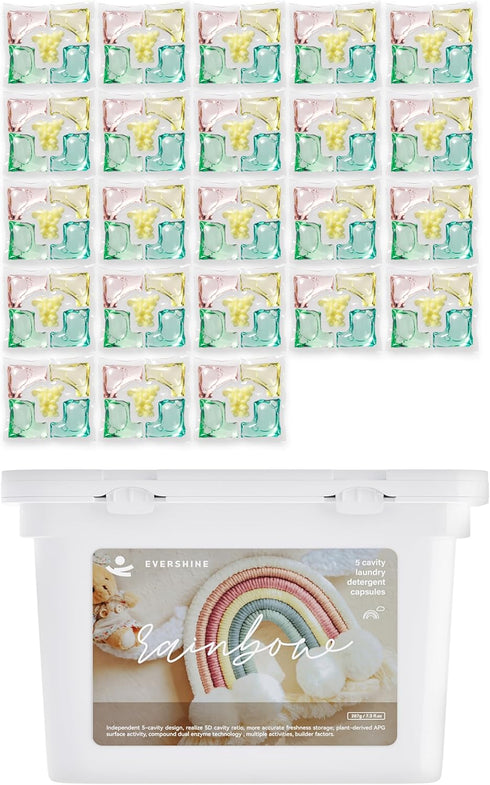 Evershine Laundry Detergent Pods - Plant-Based, Hypoallergenic Laundry Pods - Ultra Concentrated, Stain Fighting - Fresh Scent (23 count 5D Laundr...