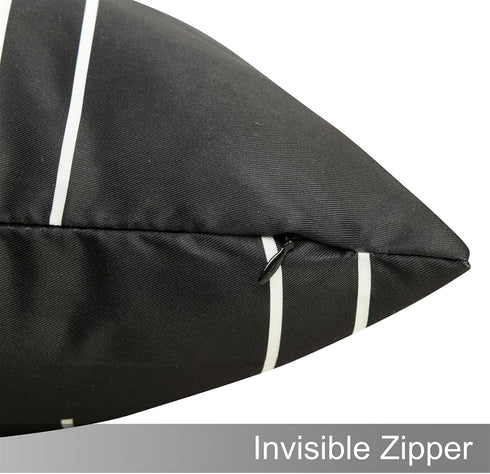 Adabana Outdoor Waterproof Pillow Covers 18x18 Inch Set of 4 Black and White Modern Geometric Throw Pillows Cover Decorative Boho Pillow Covers fo...