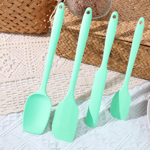 Silicone Spatula, Food Grade Silicone, 600°F High Heat Resistant Kitchen Green Spoon Spatulas Set for Cooking Baking Mixing and Dishwasher Safe...