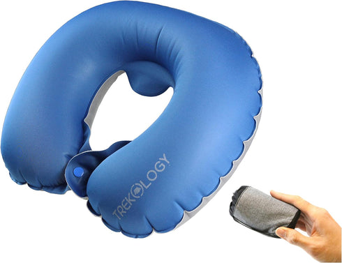 TREKOLOGY Inflatable Neck Pillow for Travel - Ultimate Comfort and Support for Airplanes, Cars, and More - Ergonomic Design for Restful Sleep and ...