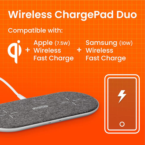 Ventev Wireless Chargepad Duo with Qi Technology | Fast Charging Samsung & Apple Charging Station for Two Phones At Once | Works as an iPhone Char...