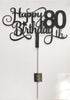 Black Glitter 80th Birthday Cake Topper, Happy 80th Birthday Cake Topper, 80th Birthday Party Decorations...