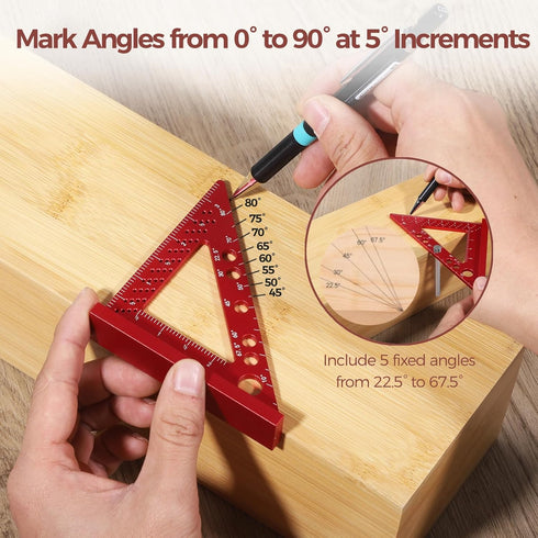 Small Carpenter Square Woodworking - Small Square Tool with Fixed Angle Pin and 0.9mm Mechanical Pencil - Precision Accurate Mini Carpenter Square...