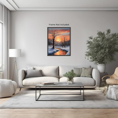 Posterizer 1 pcs-beautiful scenary of snowy winter in oil painting style-1-Landscape & Nature Art-GIft for Men Women Teens-Dining Room Decor- unfr...