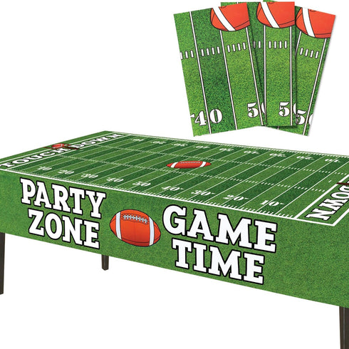 AnapoliZ Football Tablecloth Plastic | 3 Pcs Party Pack (54' Inch Wide x 72' Inch Long) | Rectangular Game Day Table Cover | Football Party Touchd...