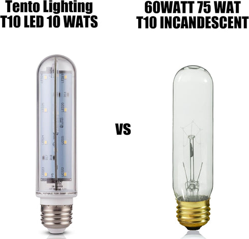 Tento Lighting T10 LED Tube Light, Tubular Light Bulb, E26 Medium Base, Sub Zero Fridge and Freezer Light Bulb Replacement, Aquarium Light Bulb, T...