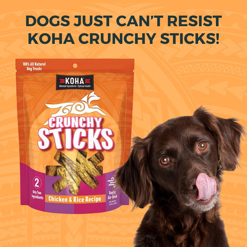 KOHA Pet Crunchy Sticks Chicken & White Rice Recipe, 2 Ingredient Dog Treats for Sensitive Stomachs, Healthy Treats for Dogs...