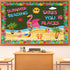 40 Pcs Summer Bulletin Board Decorations Set Hawaiian Tropical Flamingo Palm Beach Paper Cutouts Summer Flamingo Classroom Bulletin Board for Clas...