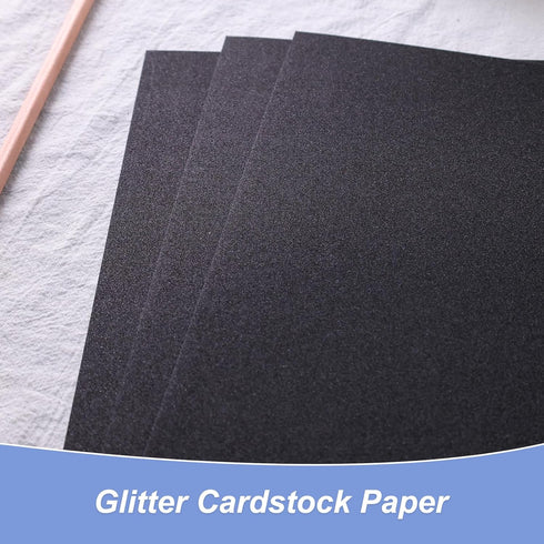 BigOtters 27 Sheets Black Glitter Cardstock Paper, A4 Sparkly Cardstock for DIY Art Project Scrapbook Birthday Wedding Party Decoration School Sup...