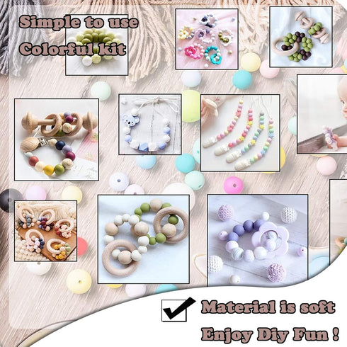 Silicone Beads?DIY Necklace Bracelet Beads for Craft Set Jewelry?Silicone Beads Accessory Kit for Keychain Making Bracelet Necklace Handmade Craft...