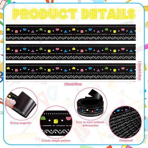 30 Pcs Magnetic Strip Bulletin Board Borders 11.81 x 1.5 Inch Classroom Borders for Bulletin Board Decorations Magnetic Borders for Classroom Whit...