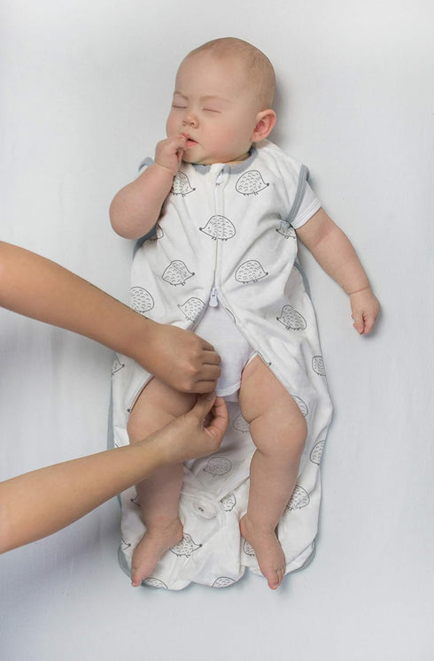 SwaddleDesigns Soft Fleece Sleeping Sack, Hedgehog, Black, Medium, 6-12 Months, Wearable Blanket with 2-Way Zipper...