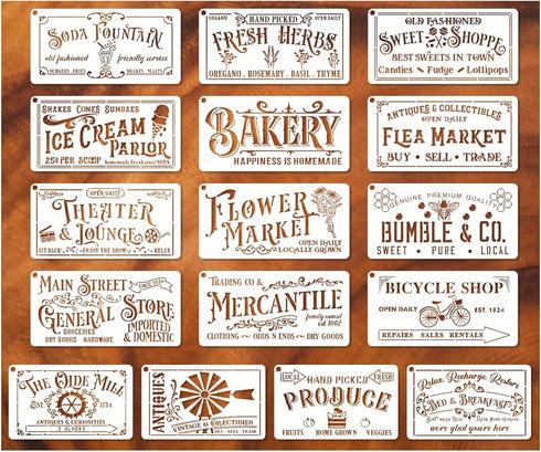 Farmhouse Stencils for Painting on Wood Kitchen Paint Stencils Flower Farm Vintage Sign Craft Stencils for Wood Burning Projects Reusable Wall Fab...