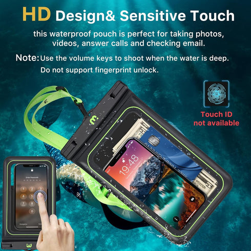 MYBAT PRO 2 Pack IPX8 Waterproof Phone Pouch (XL Size), Cell Phone Dry Bag with Detachable Lanyard, Large Floating Waterproof Phone Case for iPhon...