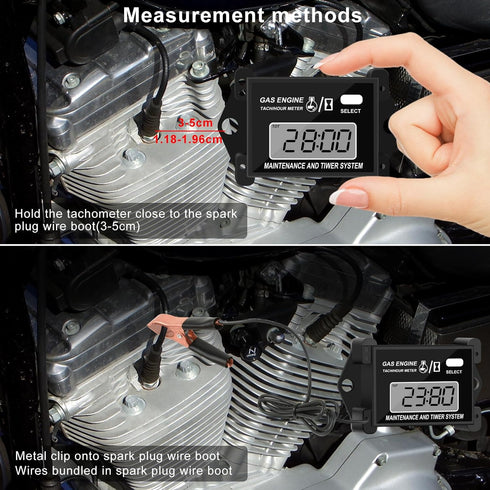 Digital Tachometer Small Engine Tach Hour Meter, Inductive Tacho Gauge, Total Time, Job Timer, RPM Meter, for Snowmobile Skis Motor Bike Go Kart L...